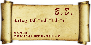 Balog Dömötör névjegykártya